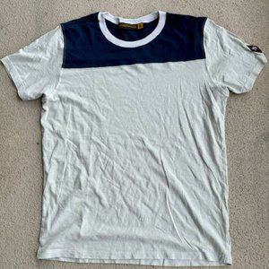 Johnson Motors 2 Tone Blue/White Neck Blank Short Sleeve M Shirt New W/O Tags!!